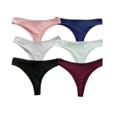 Imagem de Conjunto De 6 Calcinhas G-String Sexy De Algodão Para Mulheres Em Core