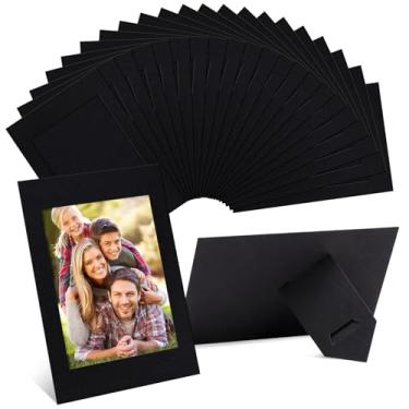 Imagem de Juexica 200 porta-retratos de papel, 10 x 15 cm, com suporte de cavalete de papelão, arte para família, artesanato, decoração de Natal, formatura, casamento, exibição de casamento, preto