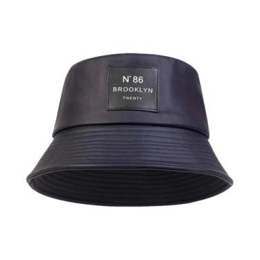 Imagem de Chapéu Bucket Unissex De Couro PU Brooklyn Panama Para Viagem Ao Ar Li