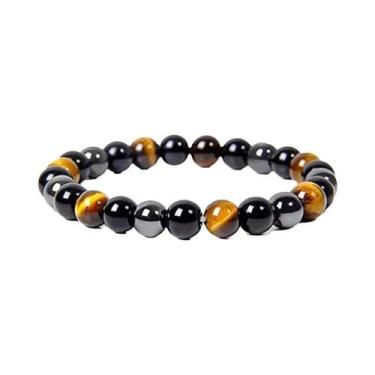 Imagem de Pulseira Magnética De Hematita, Olho De Tigre E Obsidiana Para Homens 
