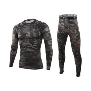 Imagem de Roupa Térmica Masculina De Inverno Em Fleece, Compressão Quente, Secag