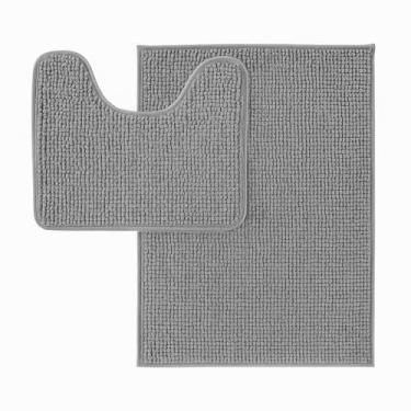 Imagem de Tapete De Banheiro Antiderrapante Jogo 2 Peças Bolinha Dedinho (Cinza)