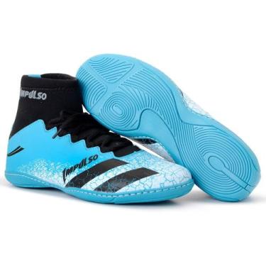 Imagem de Chuteira Futsal Cano Alto Futebol Confortável Sem Trava - Impulse, Azu