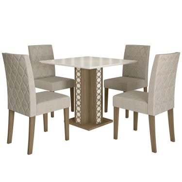 Imagem de Kit Mesa de Jantar Isis Com Vidro com 4 Cadeiras Jade