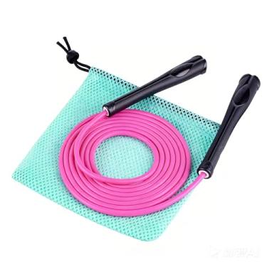 Imagem de YUEDONG Corda de pular ponderada ajustável de 5 mm para mulheres fitness - Corda de pular de PVC sem emaranhamento com alças texturizadas ergonômicas foscas, guia de posicionamento do polegar e bolsa