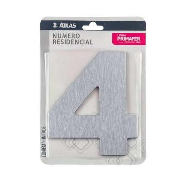 Imagem de Número Residencial Adesivo Cromado 4 - Alumínio Composto Acm - Fita 3m Vhb - Interno-externo