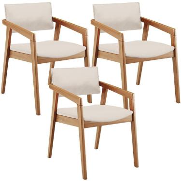 Imagem de Kit 03 Cadeiras Para Sala De Jantar Estar Living Giorgia B04 Linho Cru