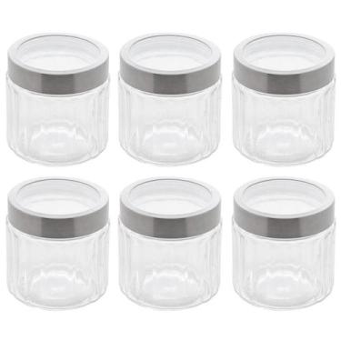 Imagem de 6 Potes de Vidros com Tampa Inox 870ml Sydney Lyor Condimentos Biscoit