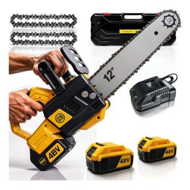 Imagem de Motosserra Eletrica Sem Fio 48V Brushless Duas Baterias Corte Madeira 