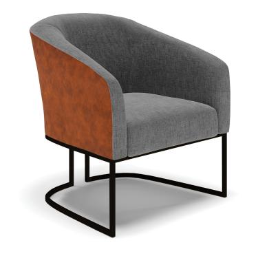 Imagem de Poltrona Decorativa Industrial Preta Stella Nozes/Linho Grafite D03 - D'Rossi