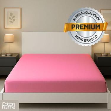 Imagem de Lençol Solteiro 100% Algodão Com Elástico Premium Rosa - JF Texteis