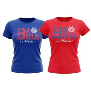 Imagem de Kit 2 Camisas Bahia Casual Algodão Premium - Feminino Tamanho:MCor:Azi