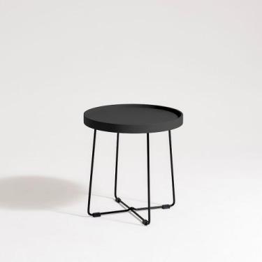 Imagem de Mesa Lateral Roncalli Coordenada Baixa Redonda Bandeja Aço Carbono Lam