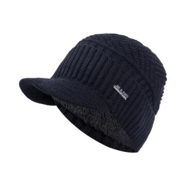 Imagem de Gorro Unissex Quente De Inverno Com Forro De Pelúcia Macio E Grosso, C