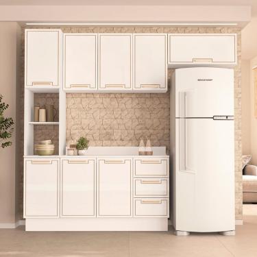 Imagem de Cozinha Modulada 4 Peças com Tampo e Rodapé Amara Politorno - Branco