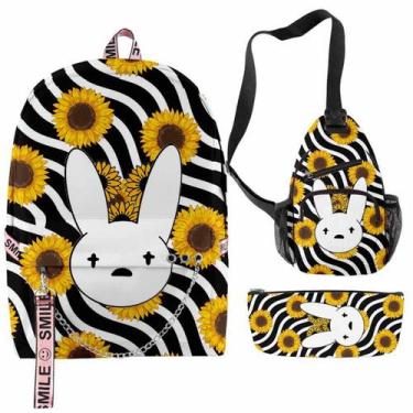 Imagem de Conjunto de mochilas Bads Bunnys Cartoon Kids School 3 peças - Yiweisa