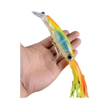 Imagem de Isca De Pesca Simulada De Lula Grande E Realista Com 2 Anzóis Triplos 