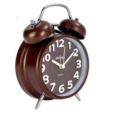 Imagem de Despertador de metal retrô Twin Bell, não tique-taque marrom - yiweisa