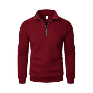 Imagem de Moletom Masculino Oversized Com Capuz E Meio Zíper, Gola Alta, Tendênc