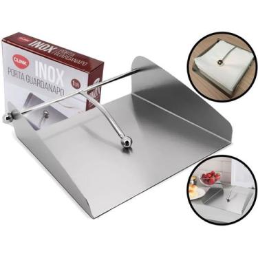 Imagem de Porta Guardanapos Em Aço Inox Com Peso Organizador De Cozinha Mesa Pos