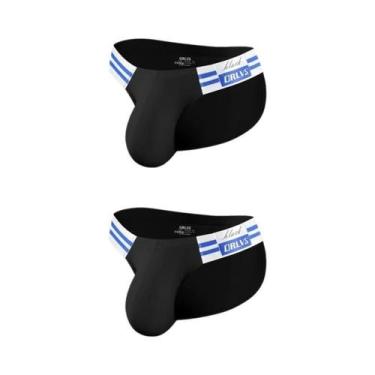 Imagem de Cuecas Masculinas De Algodão Listradas Azul Marinho, Modelo Biquíni De