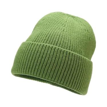Imagem de Gorro Unissex Quente De Malha Elástica Em Cor Sólida Para Uso Diário N