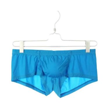 Imagem de Cuecas Boxer Masculinas De Cintura Baixa Em Seda Gelada Com Bolsa Conv