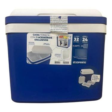 Imagem de Caixa Termica Cooler Tropical Com Acessorios 32 Lts Soprano, Azul