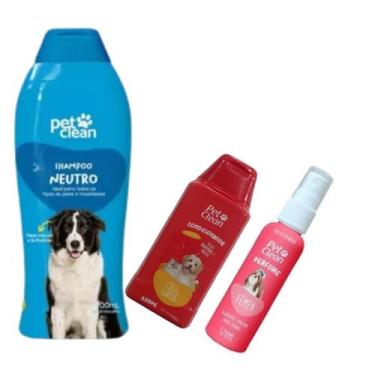 Imagem de Kit POP Pet Clean Shampoo + Perfume + Condicionador Pet Cães, Neutro +