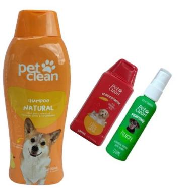 Imagem de Kit POP Pet Clean Shampoo + Perfume + Condicionador Pet Cães, Natural 