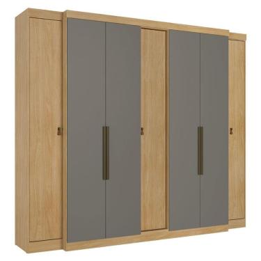 Imagem de Guarda Roupa Casal Supremo 7 Portas 4 Gavetas MDF Nogal Gris Acetinado THB Móveis