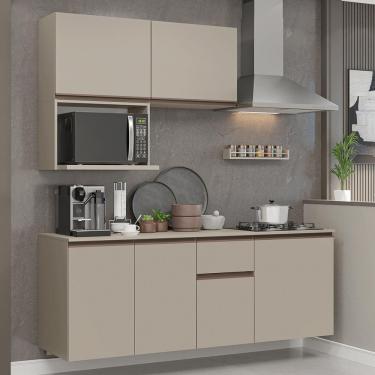 Imagem de Armário de Cozinha Compacta Nice 6 Portas 1 Gaveta MDF e MDP 180 cm Creme com Nicho par...