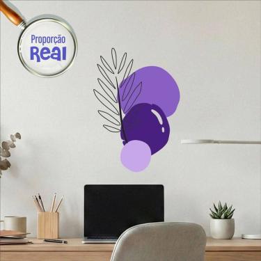 Imagem de Adesivo Floral Boho Roxo Estilo Nórdico 50x35 Minimalista Mod.02