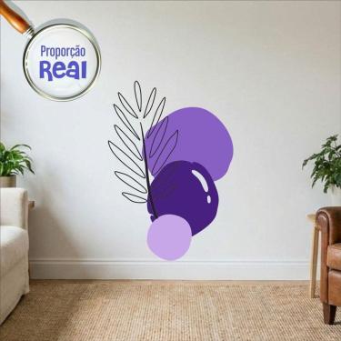 Imagem de Adesivo Floral Boho Roxo Estilo Nórdico 100x69 Minimalista Mod.02