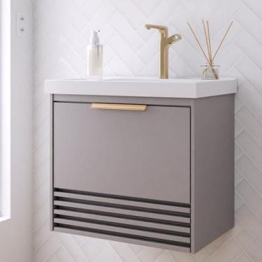 Imagem de Gabinete para Banheiro 60cm com 1 Porta 1 Gaveta e Cuba de Embutir Par