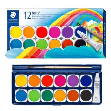 Imagem de Aquarela em Pastilha Staedtler Noris com 12 Cores + Pincel
