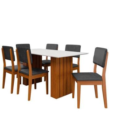 Imagem de Kit Mesa Jantar Santiago 160 Tampo Vidro 6 Cadeiras Córdoba - Loja Doc