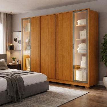 Imagem de Roupeiro Reflecta 6pts100% MDF Com LED - Zeus - Arbo Design