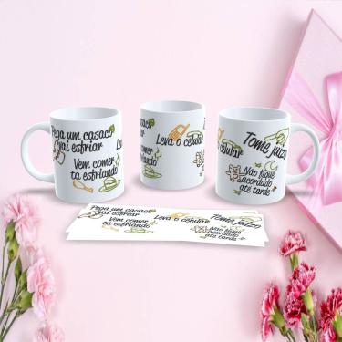 Imagem de Caneca de Porcelana 325ML Mães Estampa 80 Decorada Temática Dia das Mães Apta micro-ond...