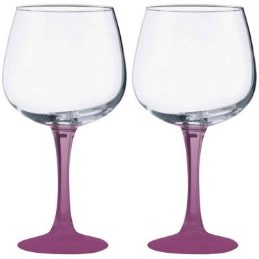 Imagem de Conjunto de Taças para Gin Ibiza para Drinks em Vidro com Pintura Eletrostática na Base para Festas Roxo e Transparente