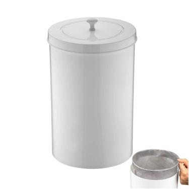 Imagem de Lixeira 8 Litros Com Tampa Branca Aro Interno Cozinha Banheiro - 580 Future