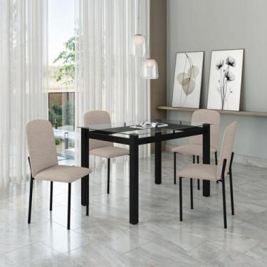 Imagem de Mesa Tokio 120cm X 80 cm Tampo de Vidro com 4 Cadeiras Classic - Art P