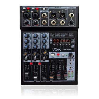 Imagem de Mesa De Som 4 Canais Voik VMX402 PRO Metal USB Bluetooth 99 Efeitos In