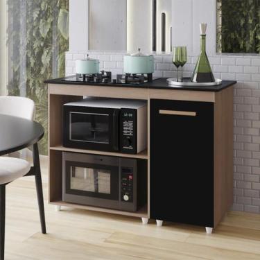 Imagem de Balcão Cooktop Sara 115cm Para Cozinha Espaço Microondas Armário - Mob