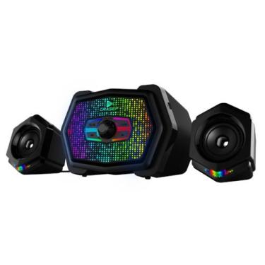 Imagem de Caixa De Som 2.1 Gamer 18W RMS Bluetooth Subwoofer RGB USB FM Para PC 