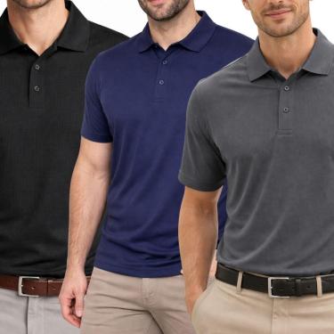 Imagem de Kit 3 Camisas Polo Poliamida  Básica Premium-Masculino