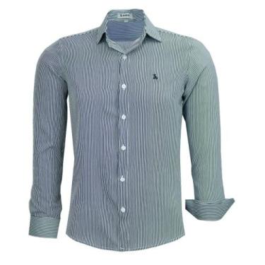 Imagem de Camisa Social Amil Masculina Slim Manga Longa Listrada Sem Bolso 1876 
