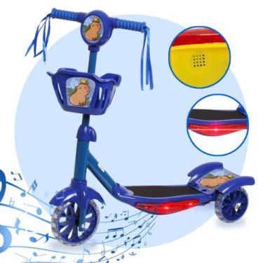 Imagem de Patinete 3 Rodinhas Infantil Ajustável Com Cestinha Luz LED - Toys 2U