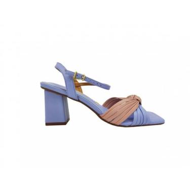 Imagem de Sandália Feminina Vizzano Salto Médio 6455.122, Azul, Rosa, 37