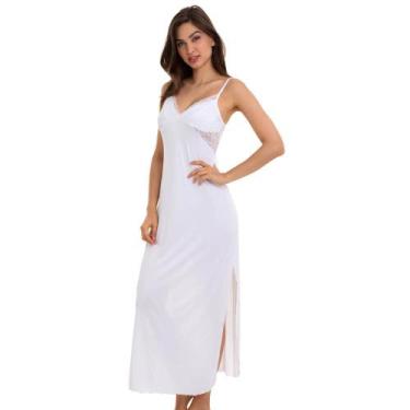 Imagem de Camisola Longa Com Renda Branco Sepie 1010 Liganete, Branco, G